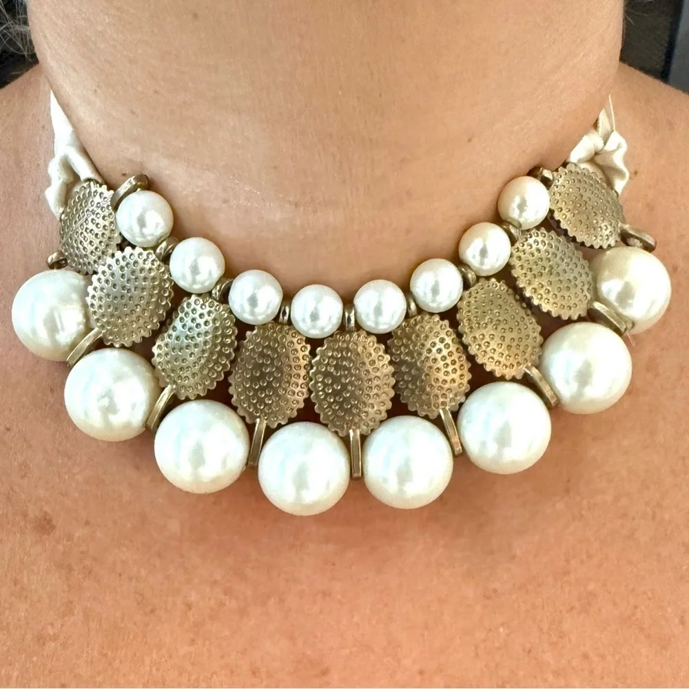 🎁  Unique Designer  Faux Pearl Necklace Choker Reversable. Cambodia designer